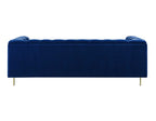 Charlene Blue Velvet Button Tufted Rolled Arm Chesterfield Sofa