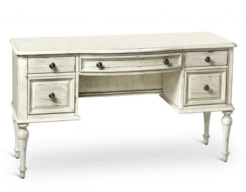 3-Piece Highland Park Vanity Set, Cathedral White (Vanity Desk, Tri-fold Mirror and Bench)