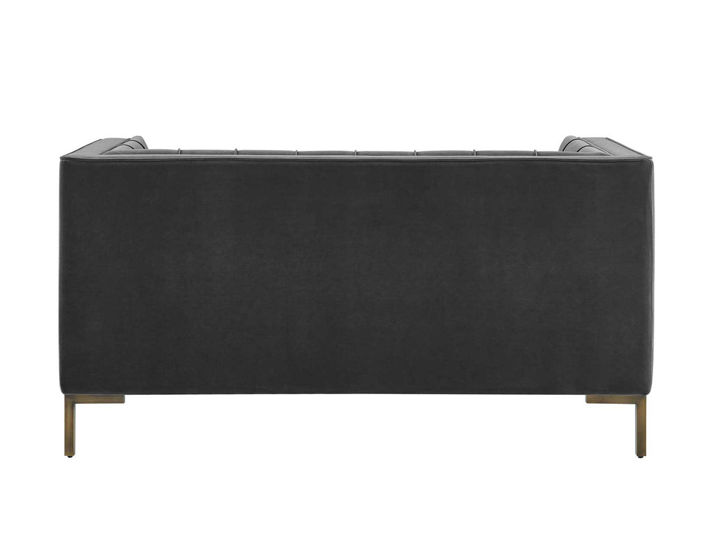 Isaac Channel Stitched Gray Velvet Loveseat