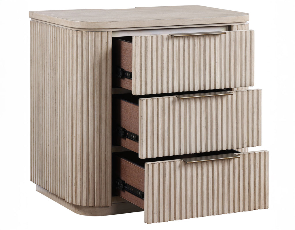 Henry Reeded 3-Drawer Nightstand with USB & Electric Outlets