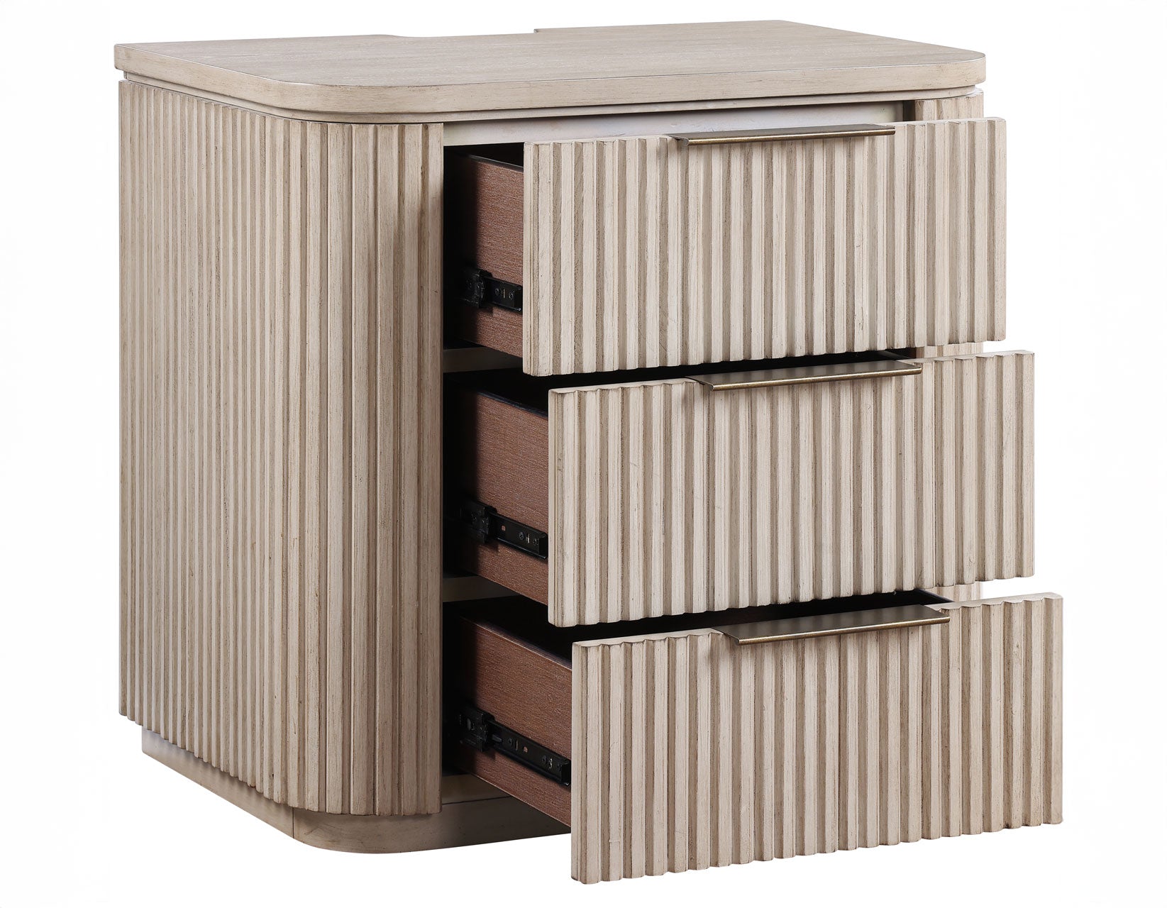 Henry Reeded 3-Drawer Nightstand with USB & Electric Outlets