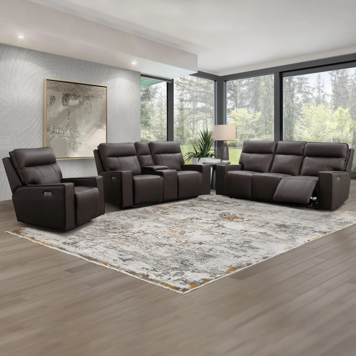Kellan 3-piece Leather Power Reclining Set with Power Headrests - Sofa, Loveseat, Chair